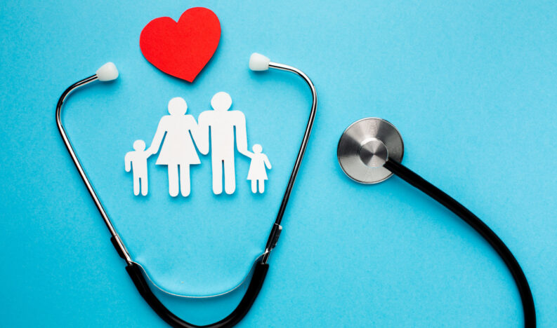 family-shape-figure-with-heart-stethoscope family-shape-figure-with-heart-stethoscope